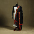 Black - dharwad cotton dupatta with zari border 06