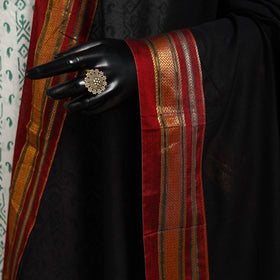 Black - dharwad cotton dupatta with zari border 06