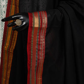 Black - dharwad cotton dupatta with zari border 12