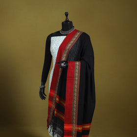 Black - dharwad cotton dupatta with zari border 54
