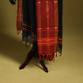 Black - dharwad cotton dupatta with zari border 66