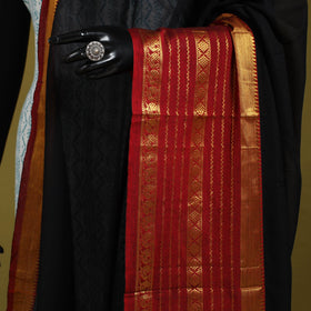 Black - dharwad cotton dupatta with zari border 66