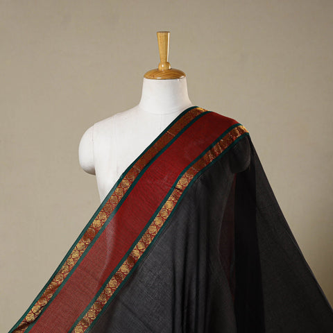 Black - dharwad cotton fabric with border 19 - handcrafted