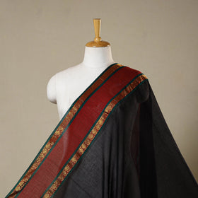 Black - dharwad cotton fabric with border 19 - handcrafted