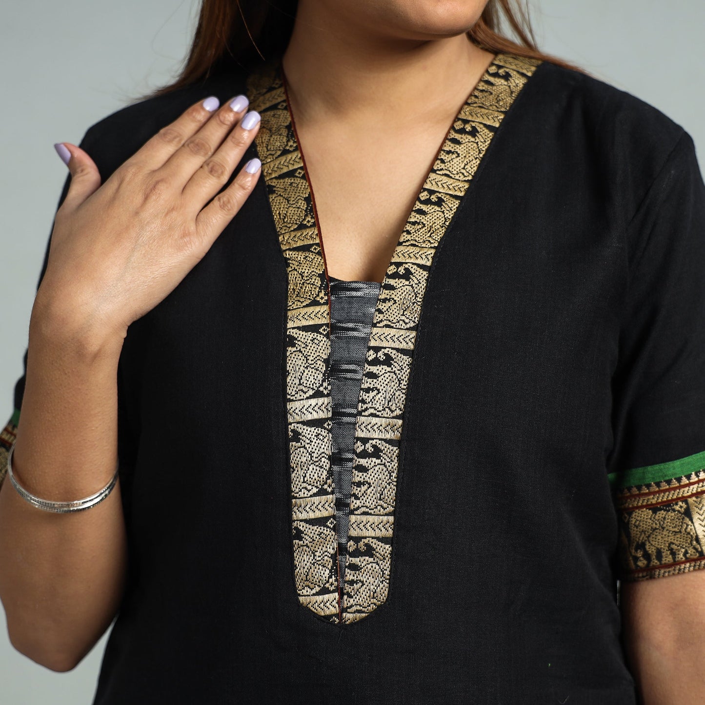 Black - dharwad cotton kurta with palazzo & dupatta set
