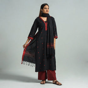 Black - dharwad cotton kurta with palazzo & dupatta set