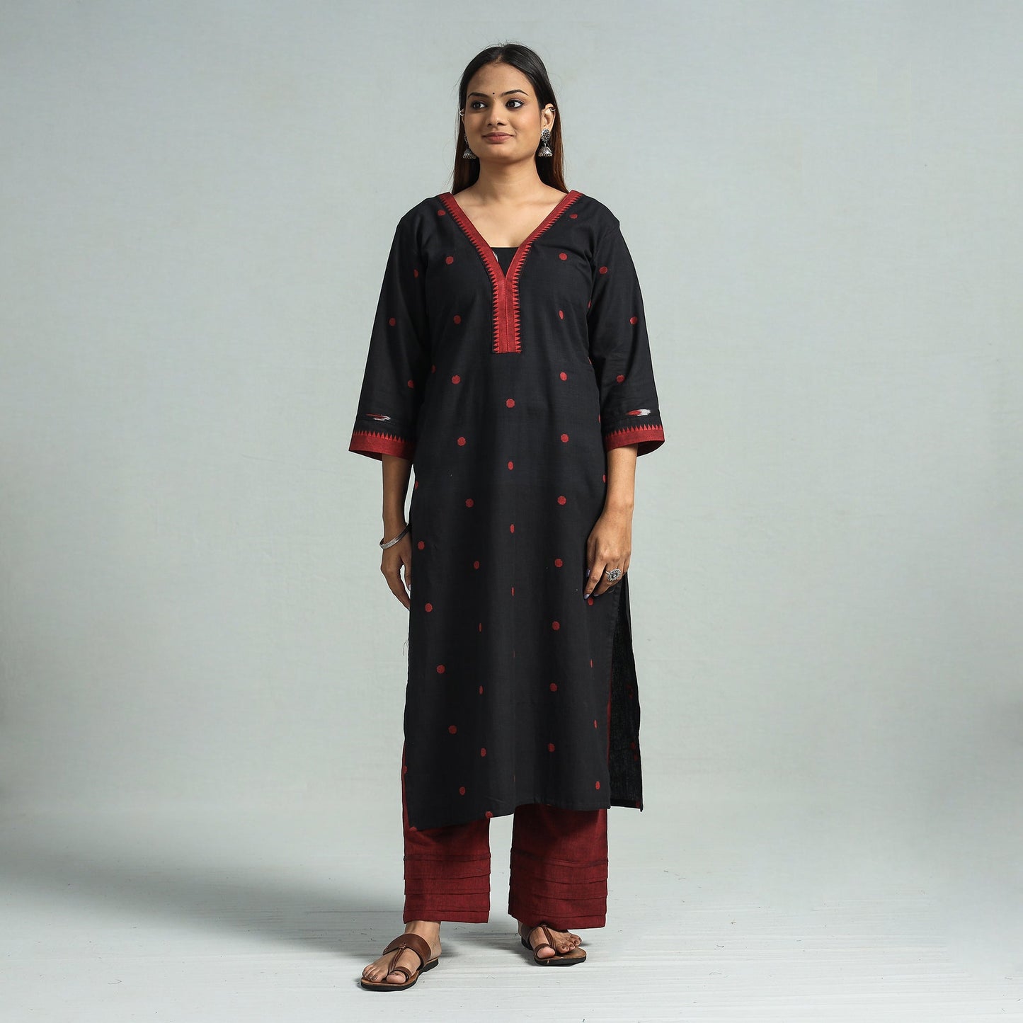 Black - dharwad cotton kurta with palazzo & dupatta set