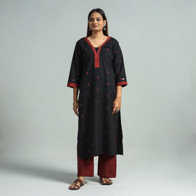 Black - dharwad cotton kurta with palazzo & dupatta set