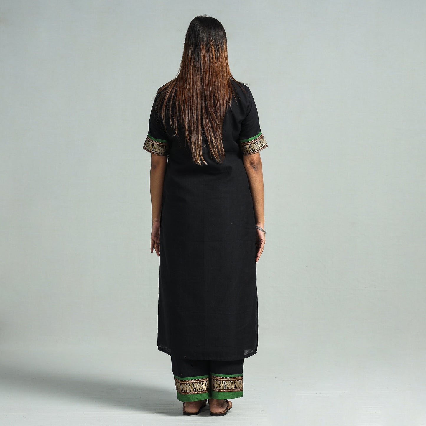 Black - dharwad cotton kurta with palazzo & dupatta set