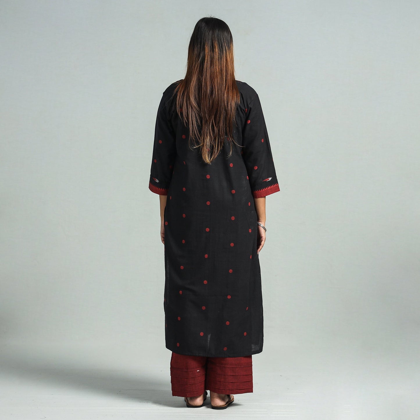 Black - dharwad cotton kurta with palazzo & dupatta set