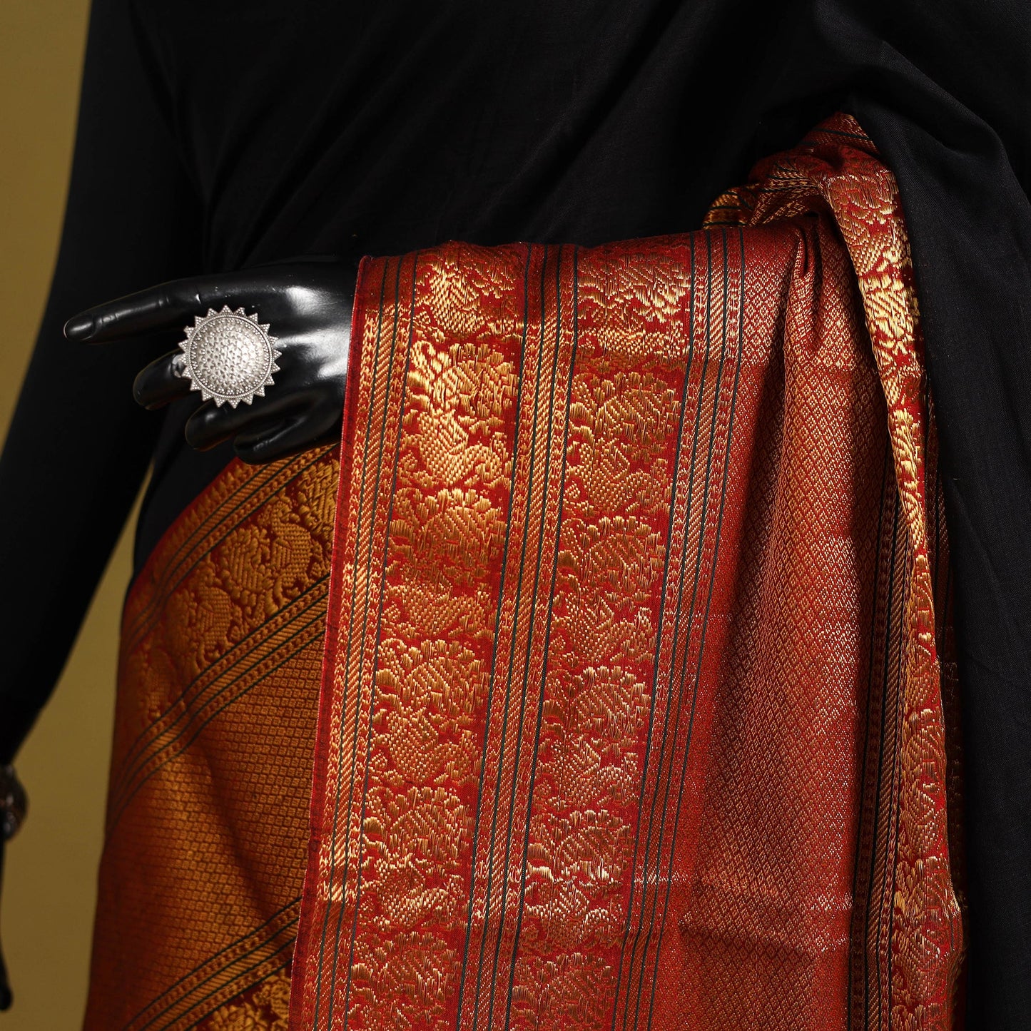 Black - dharwad cotton saree with border 03 - handcrafted