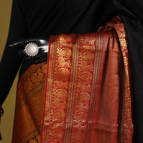 Black - dharwad cotton saree with border 03 - handcrafted