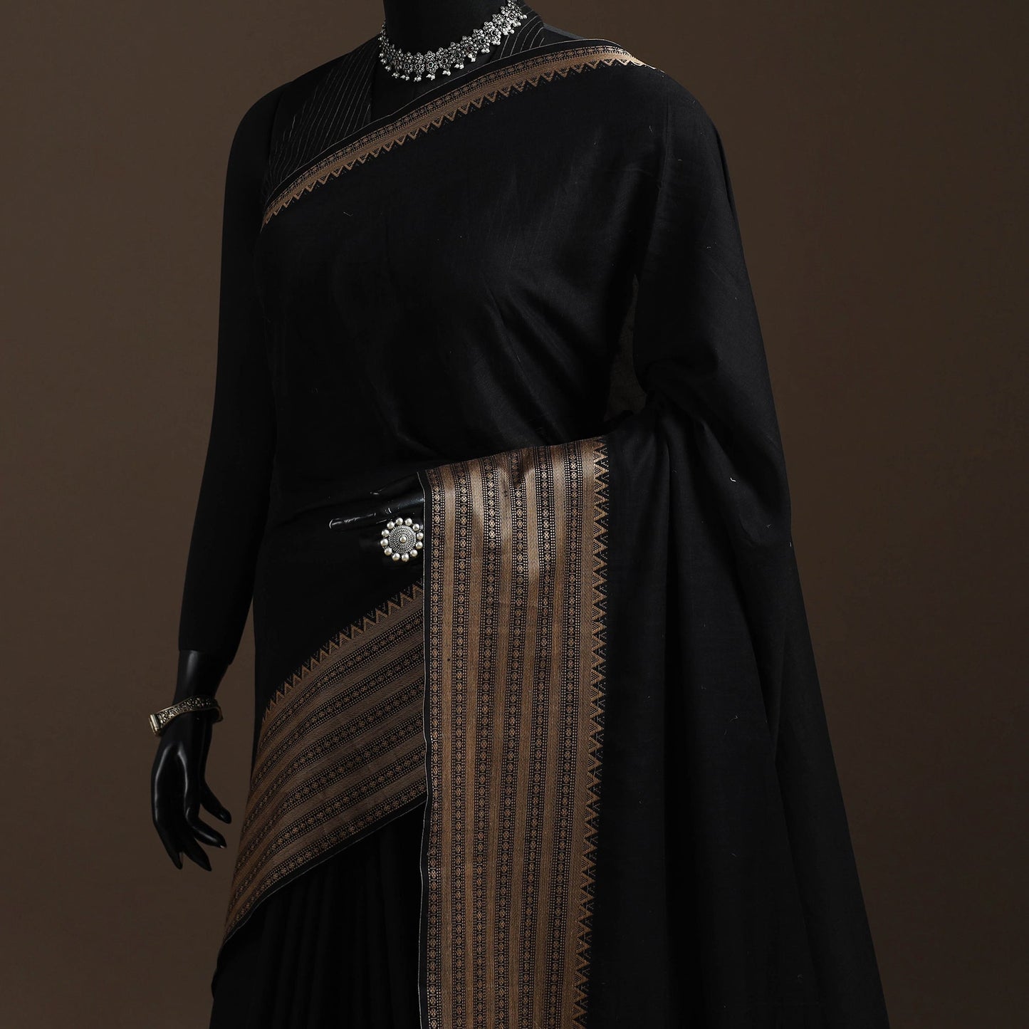 Dharwad cotton saree with border 04 - handcrafted