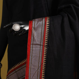 Black - dharwad cotton saree with border 10 - handcrafted