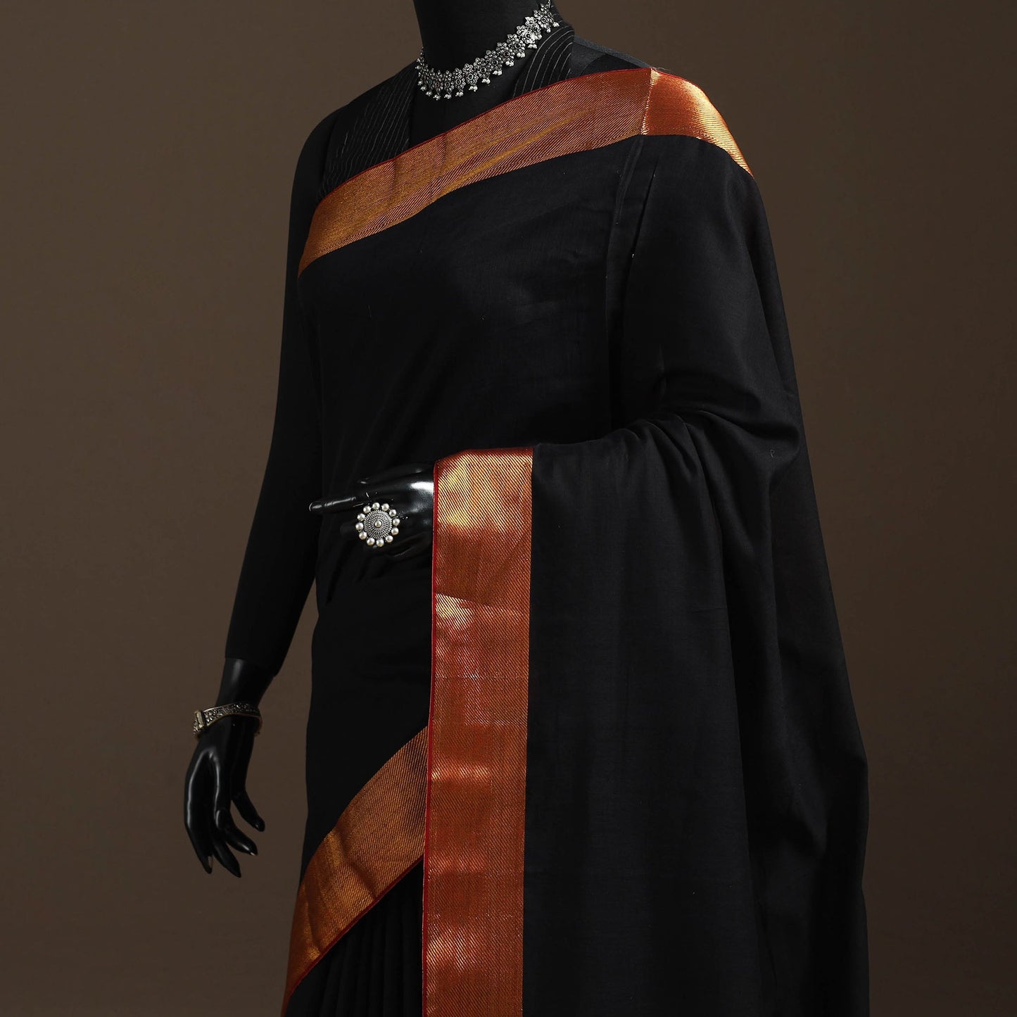 Dharwad cotton saree with border 11 - handcrafted