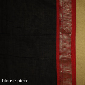 Black - dharwad cotton saree with border 13 - handcrafted