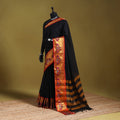 Black - dharwad cotton saree with border 13 - handcrafted