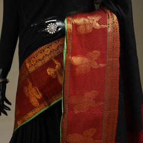 Black - dharwad cotton saree with border 14 - handcrafted