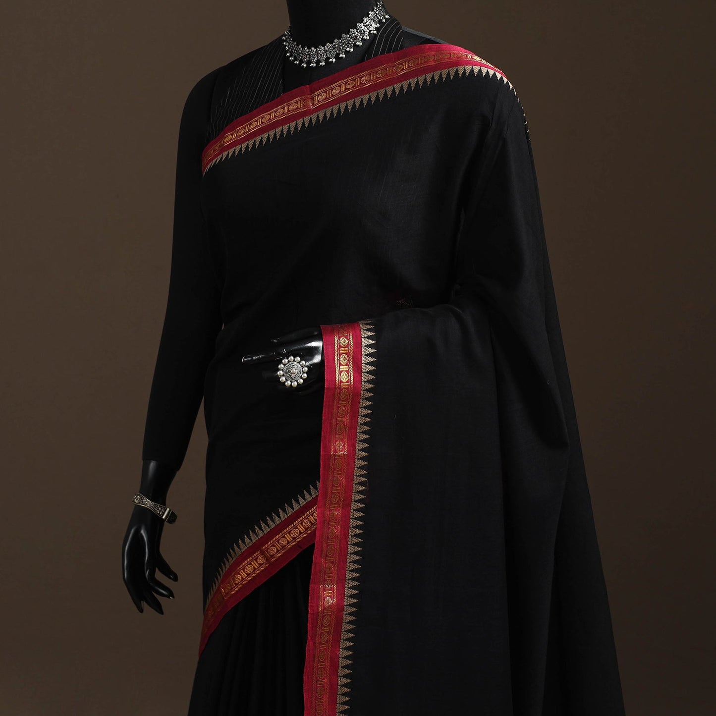 Dharwad cotton saree with border 16 - handcrafted