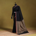 Black - dharwad cotton saree with border 18 - handcrafted
