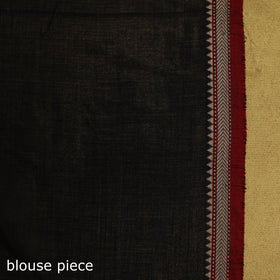 Black - dharwad cotton saree with border 18 - handcrafted