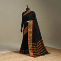 Black - dharwad cotton saree with border 32 - handcrafted