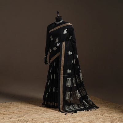 Dharwad cotton saree with thread buta 07 - handcrafted