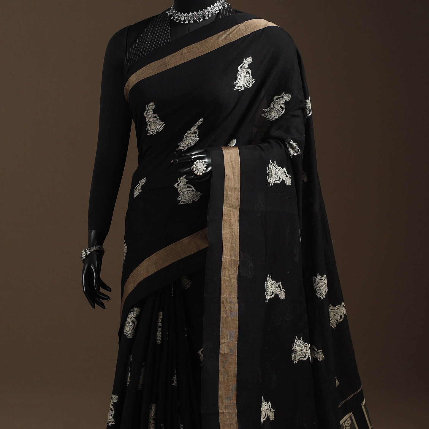 Dharwad cotton saree with border 26 - handcrafted