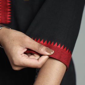 Black - dharwad cotton straight kurta with sanganeri