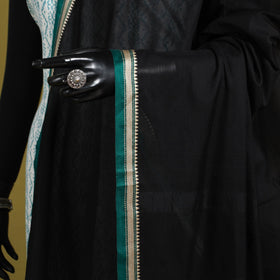 Black - dharwad mercerised cotton dupatta with border 78