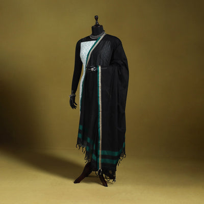 Black - dharwad mercerised cotton dupatta with border 78