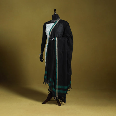 Black - dharwad mercerised cotton dupatta with border 78
