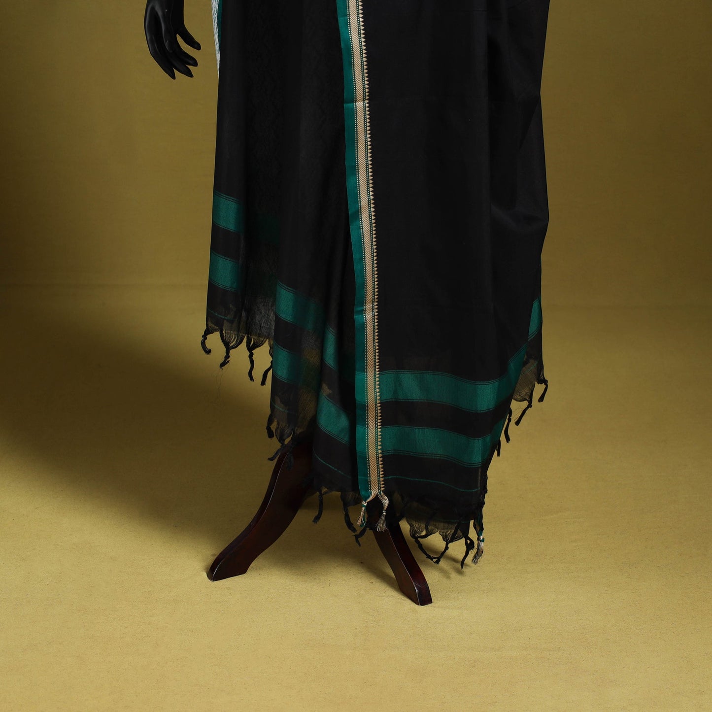 Black - dharwad mercerised cotton dupatta with border 78