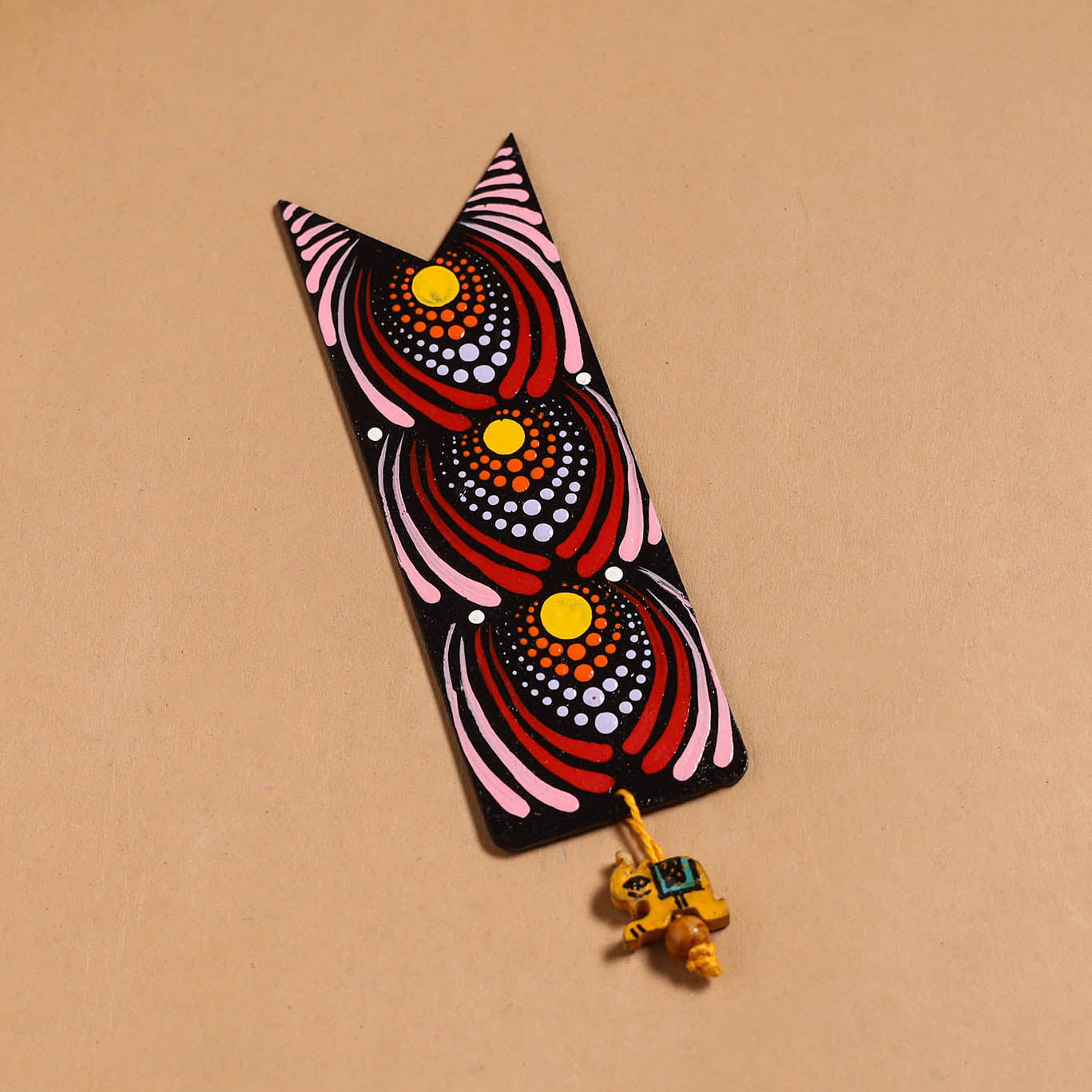 Dot art mandala handpainted wooden bookmark 01 - handcrafted