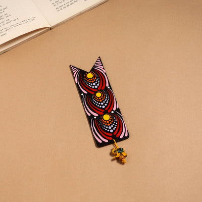 Dot art mandala handpainted wooden bookmark 01 - handcrafted