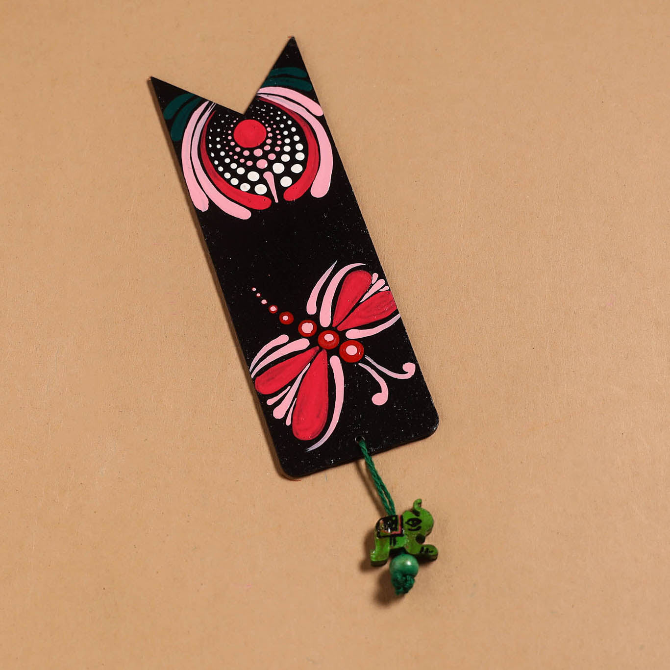 Dot art mandala handpainted wooden bookmark 05 - handcrafted