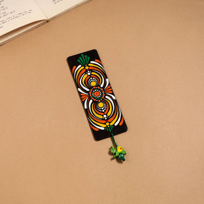 Dot art mandala handpainted wooden bookmark 06 - handcrafted