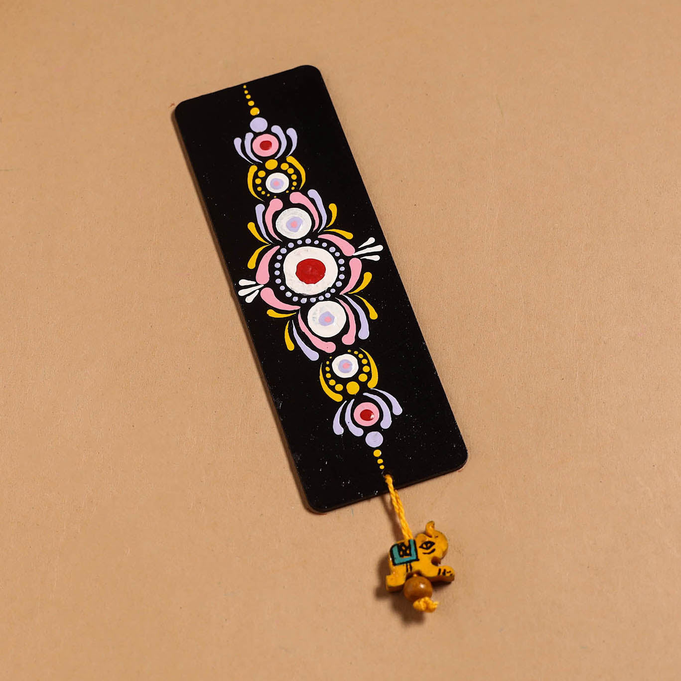 Dot art mandala handpainted wooden bookmark 07 - handcrafted