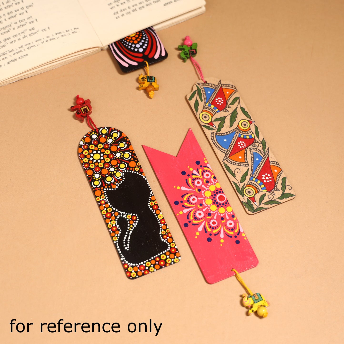 Dot art mandala handpainted wooden bookmark 15 - handcrafted