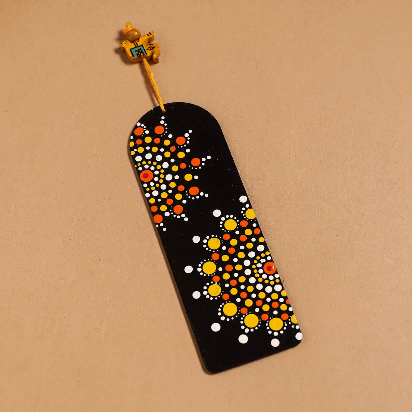 Dot art mandala handpainted wooden bookmark 18 - handcrafted