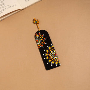 Dot art mandala handpainted wooden bookmark 18 - handcrafted
