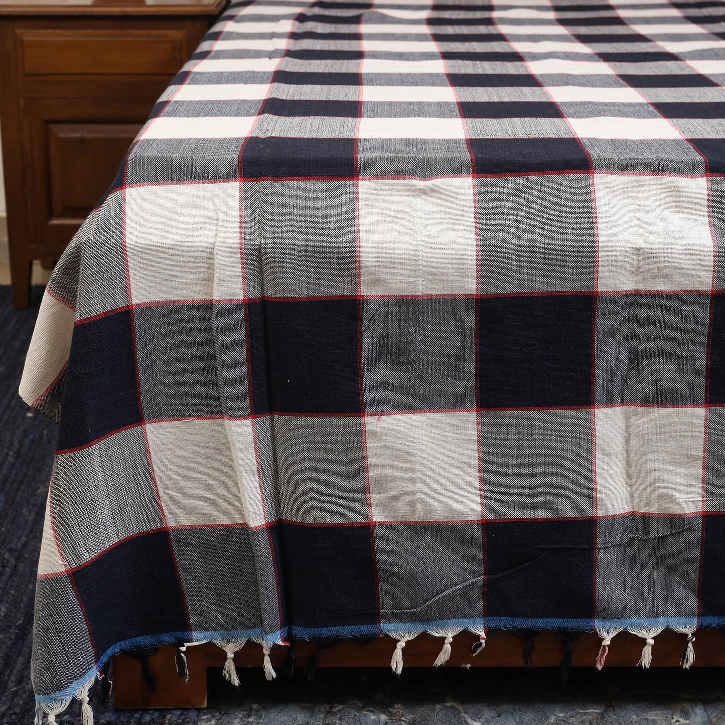 Black - double handloom cotton bed sheet (108 x 90 in) 05