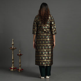 Black - elegant banarasi brocade silk kurta with pant set