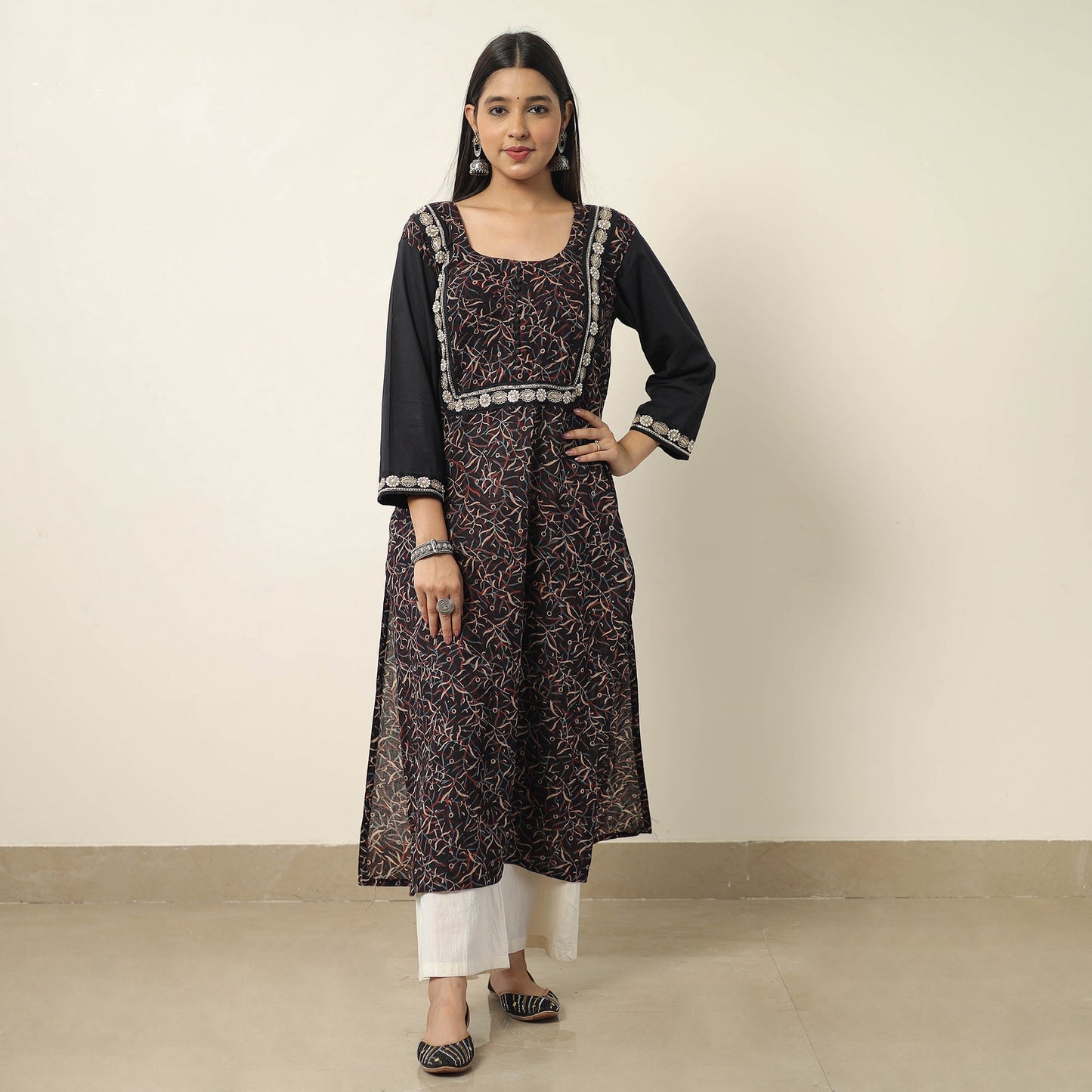 Exclusive Hand Zardozi Embroidery Mul Cotton Kurta for Women