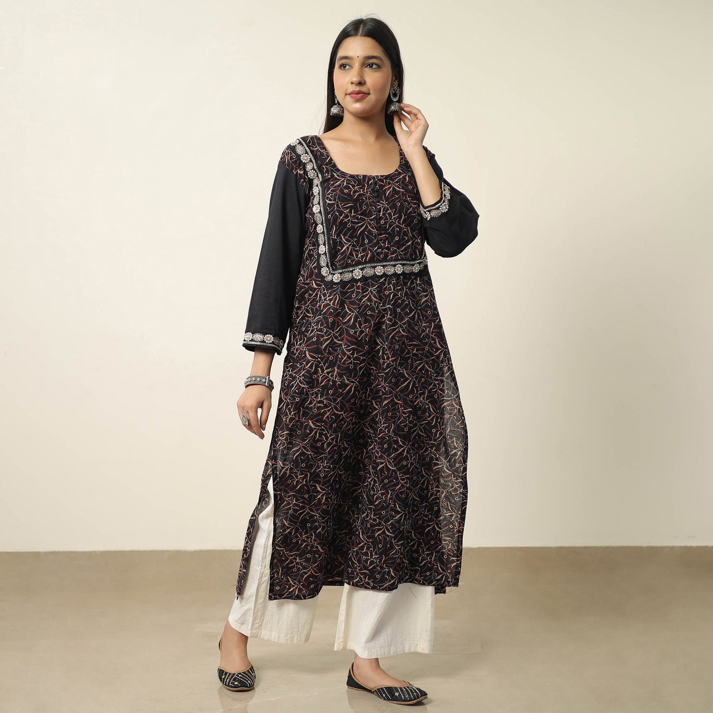 Exclusive Hand Zardozi Embroidery Mul Cotton Kurta for Women