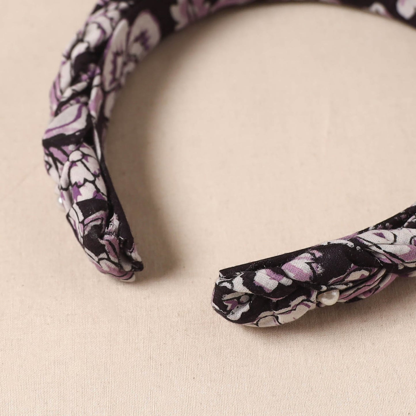 Fabart braided hair band with bead work 62 - handcrafted