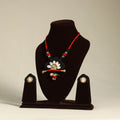  Black Fabart Jute & Shell Work Necklace Set