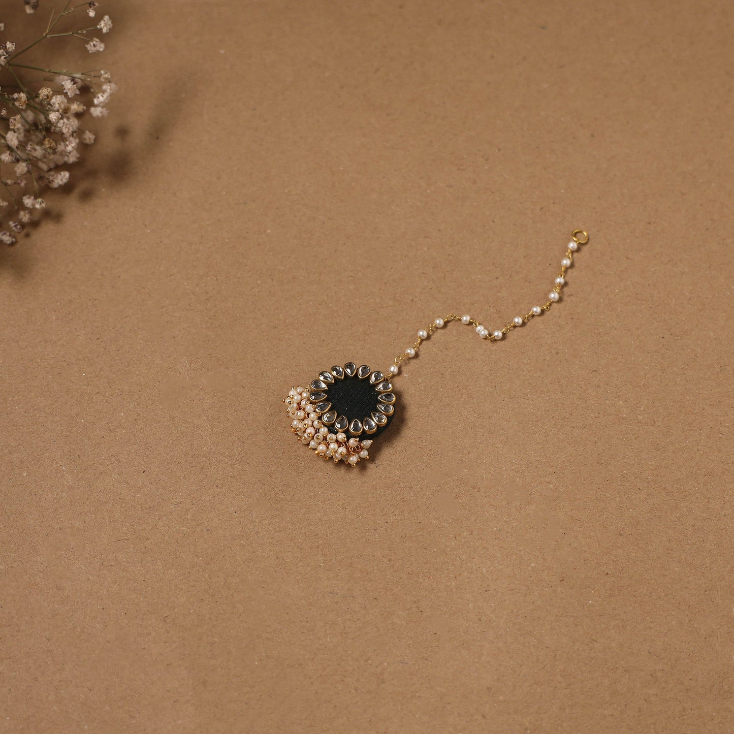 Fabart kundan earrings & maang tikka set 15 - handcrafted