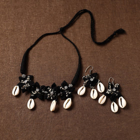 Black - fabart phool kali shell choker necklace set 12