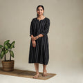 Black Flared Cotton Jacquard Dress